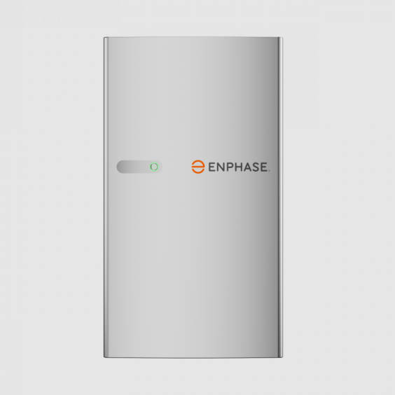 Batterie domestique Enphase avec voyant vert allumé et logo orange